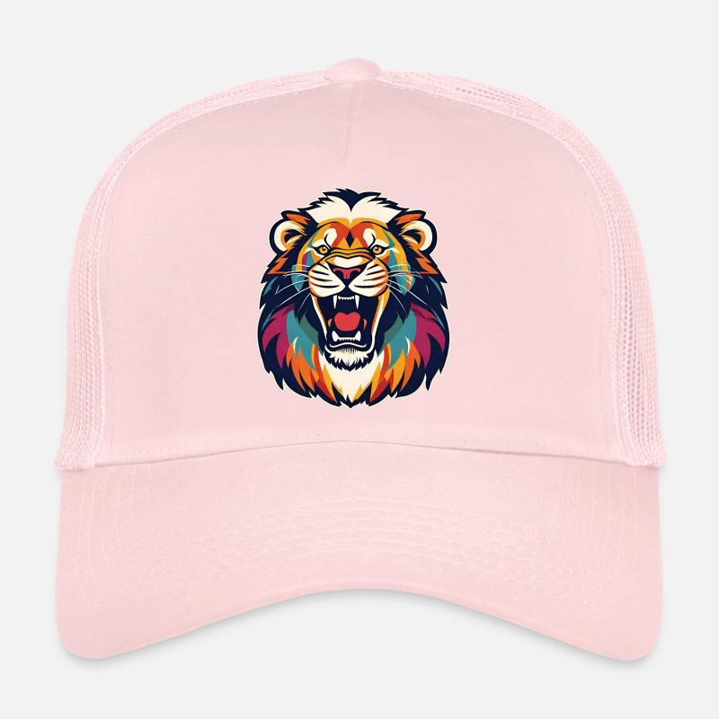 Brüllender Löwe im coolen Retro Style Trucker Cap