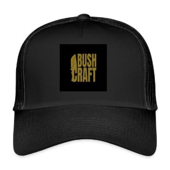 Bushcraft Bekleidung - Trucker Cap - Schwarz/Schwarz - Vorne