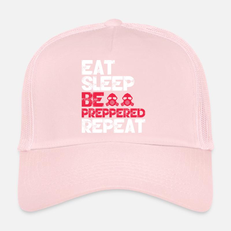 Eat Sleep Be Preppered Repeat Gasmask Survival Trucker Cap