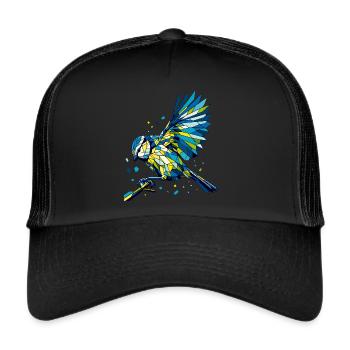 Blaumeise Polygon bunt - Trucker Cap - Schwarz/Schwarz - Vorne