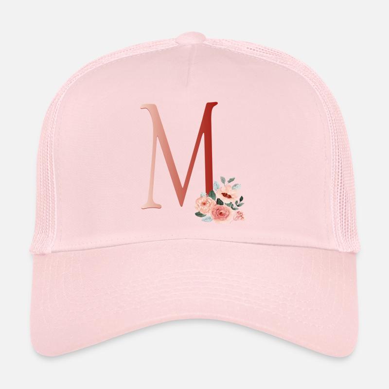 Lettre M avec des fleurs Casquette trucker 