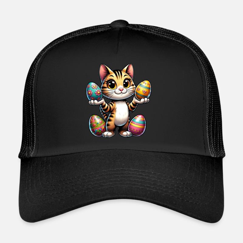 Chat de Pâques avec des œufs colorés Casquette trucker 