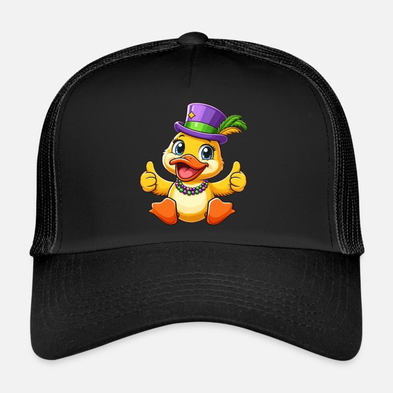 Mardi Gras Ente: Daumen Hoch - Trucker Cap - Schwarz/Schwarz