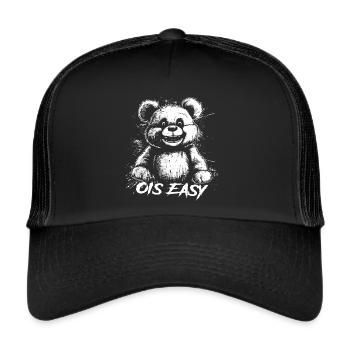 Retro Bär "Ois Easy" - Trucker Cap - Schwarz/Schwarz - Vorne