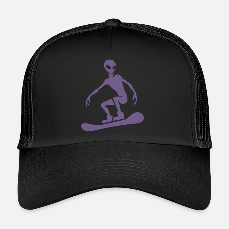 Minimalist Design: Alien Snowboarder Trucker Cap