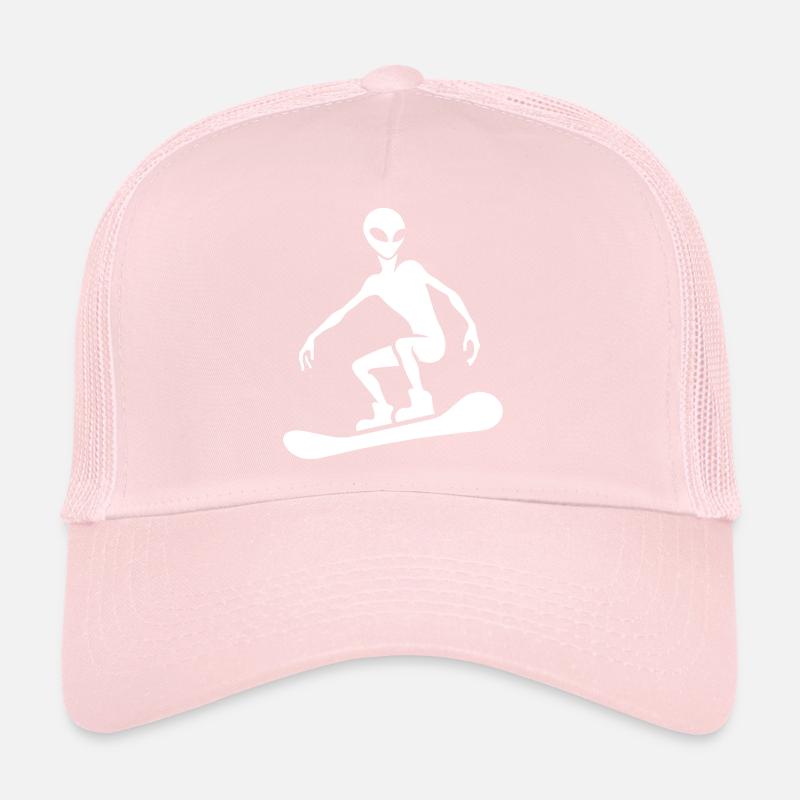 Minimalist Design: Alien Snowboarder Trucker Cap