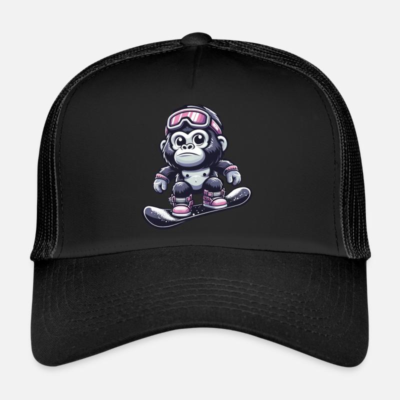 Affe Gorilla Schimpanse Skiurlaub Skifahrer Design Trucker Cap