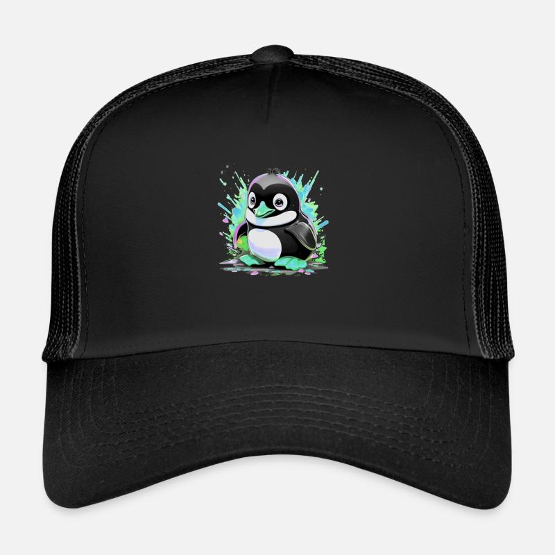 penguin, baby penguin, baby penguin, graffiti, blue Trucker Cap