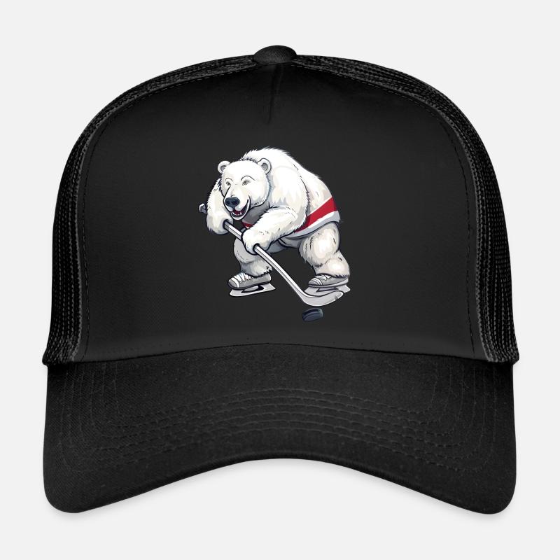 Conception de joueur de hockey sur glace Polar Bear Casquette trucker 