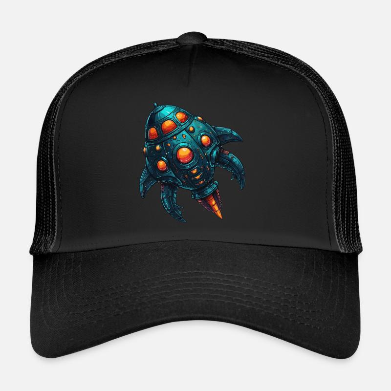 Colorful imaginative whimsical spaceship Trucker Cap