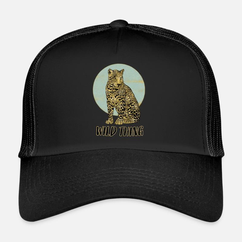 Wild Thing mit Leopard - Trucker Cap - Schwarz/Schwarz