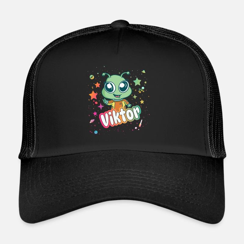 VIKTOR - Beautiful boy name with cute alien Trucker Cap