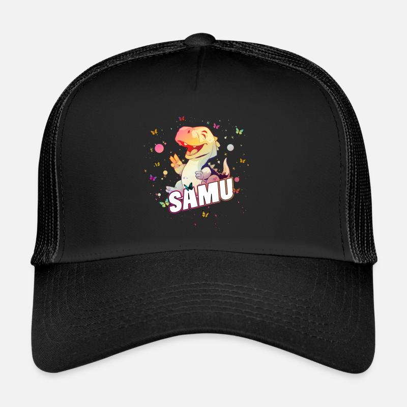 SAMU - Schöner Junge Name mit süßem DINO T-REX Trucker Cap