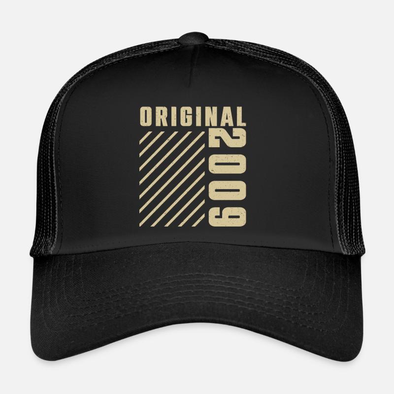 Original 2009 Authentisch 2009 Vintage Bursdag - Trucker Cap - Schwarz/Schwarz