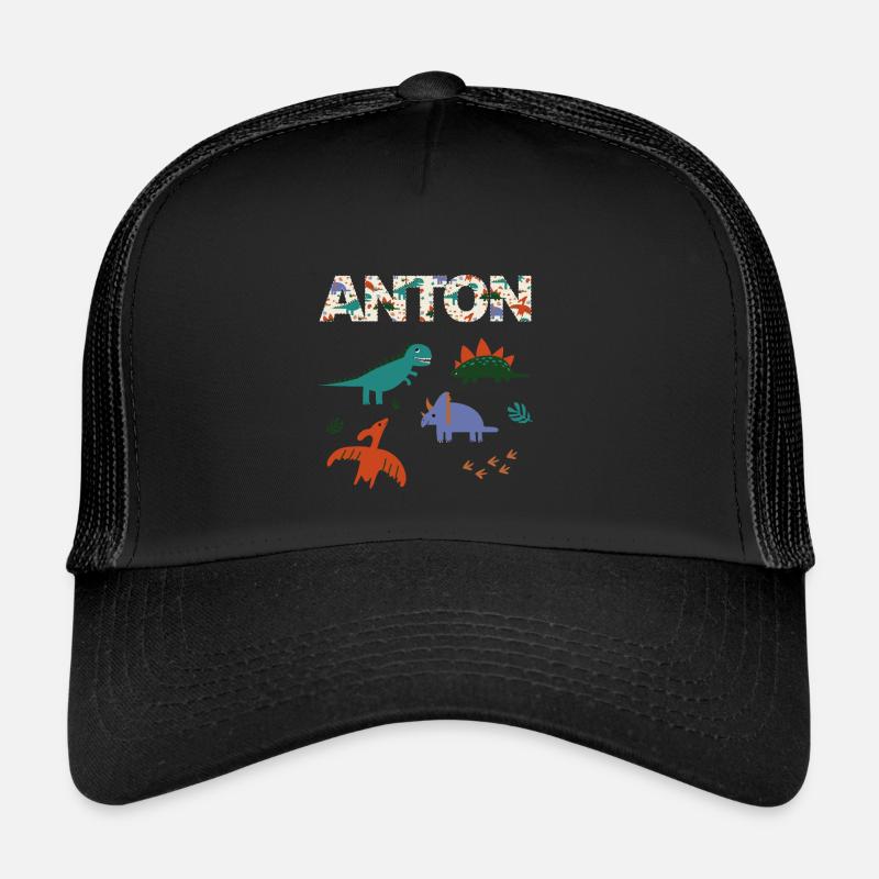 ANTON - Beautiful boy name with dinosaur Trucker Cap