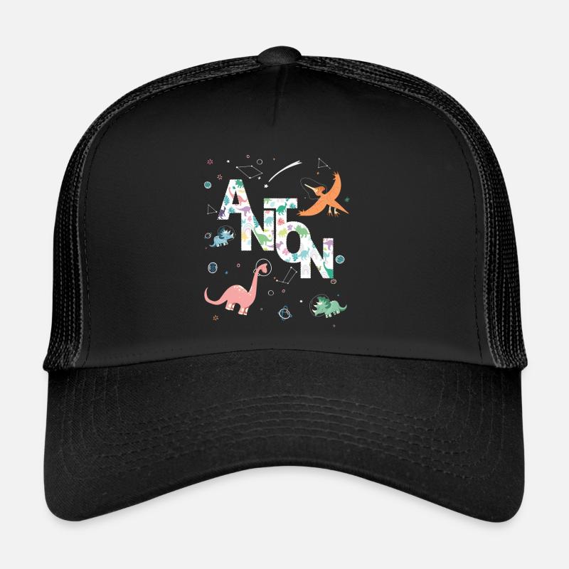 ANTON - Beautiful boy name with dinosaur Trucker Cap