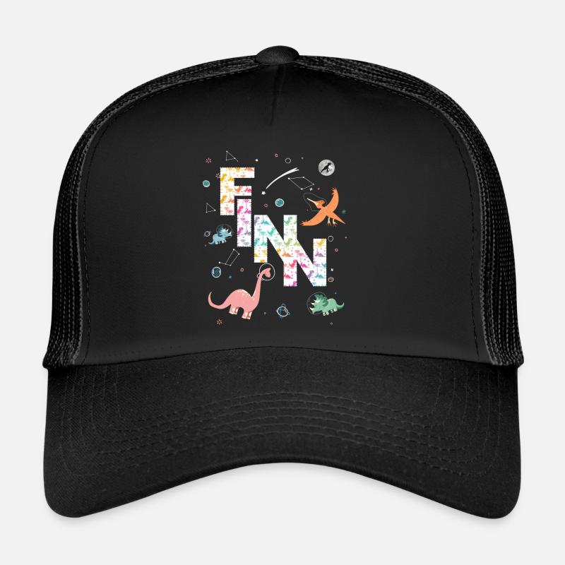 FINN - Beautiful boy name with dinosaur Trucker Cap