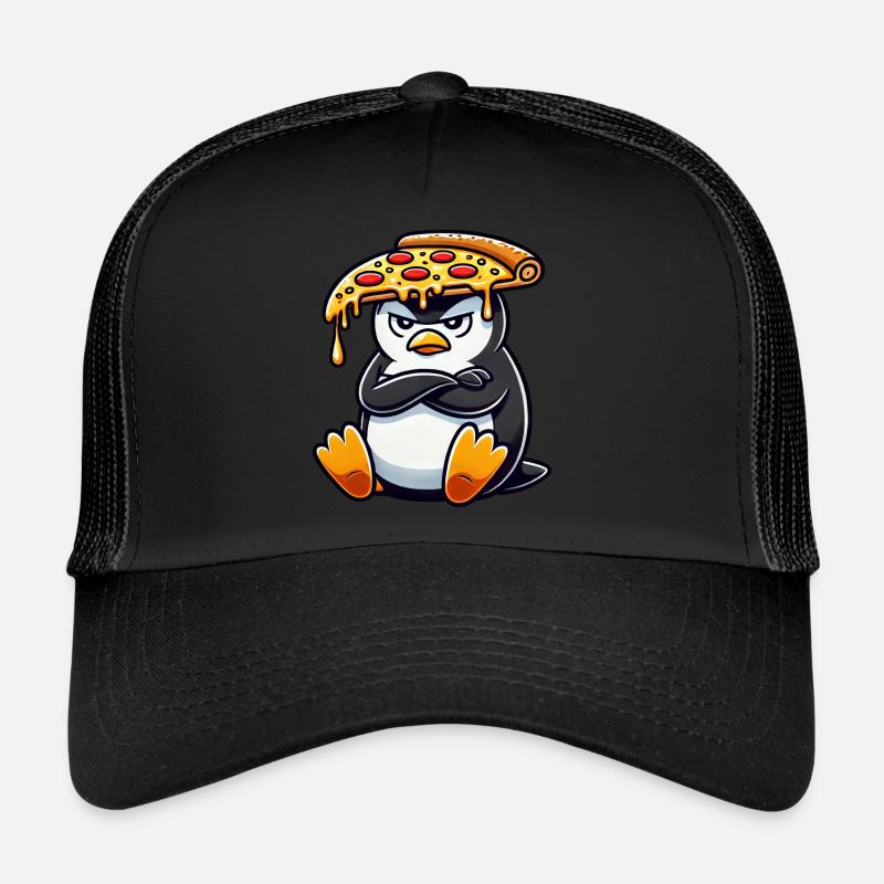 Cute Penguin Chef Cartoon Pizza Clumsy Trucker Cap