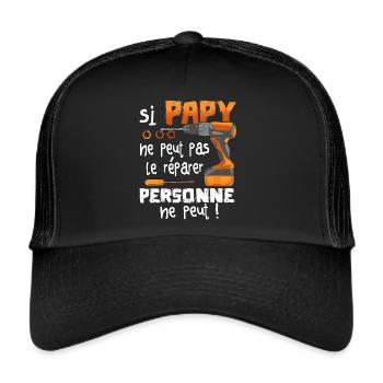 Si PAPY Ne Peut Pas Le Réparer Personne Ne Peut - Casquette trucker  - noir/noir - Devant