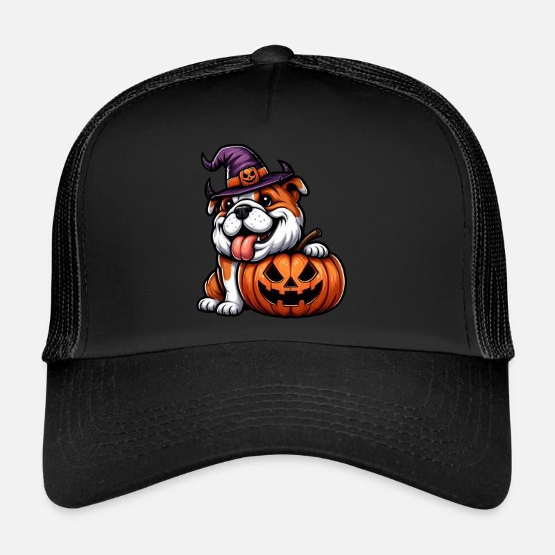 Mignon bouledogue Halloween dessin animé citrouille Casquette trucker 
