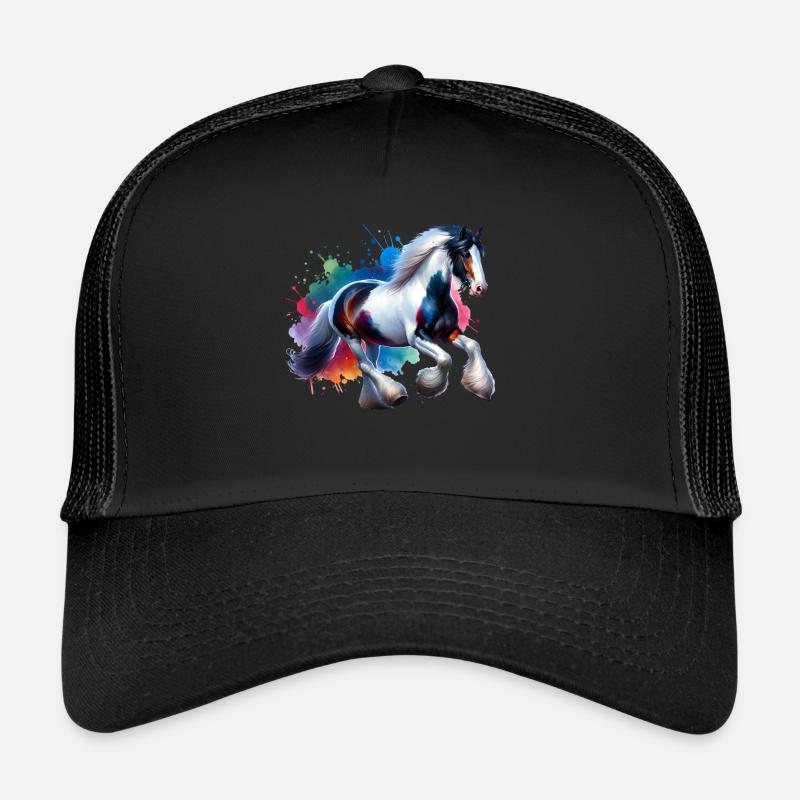 Shire Horse Geschenk Pferd - Trucker Cap - Schwarz/Schwarz