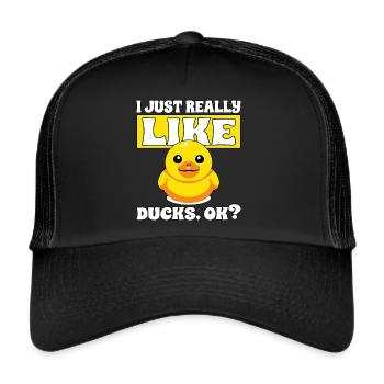 Drôle d’art du canard J’aime les canards - Casquette trucker  - noir/noir - Devant