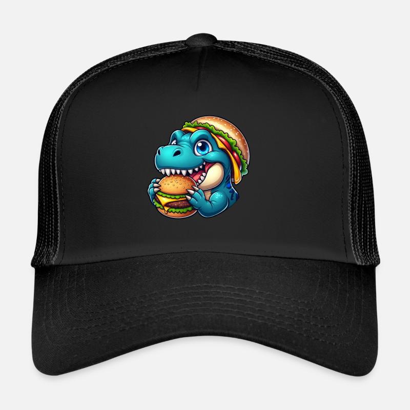 Dino T-Rex Hamburger Cheeseburger Fast Food Trucker Cap
