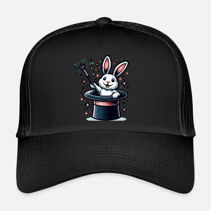 Magical rabbit in hat with magic star Trucker Cap