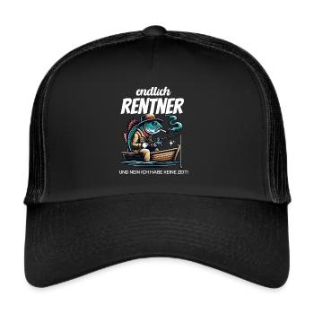 Angler Rentner Geschenk zum Abschied - Trucker Cap - Schwarz/Schwarz - Vorne