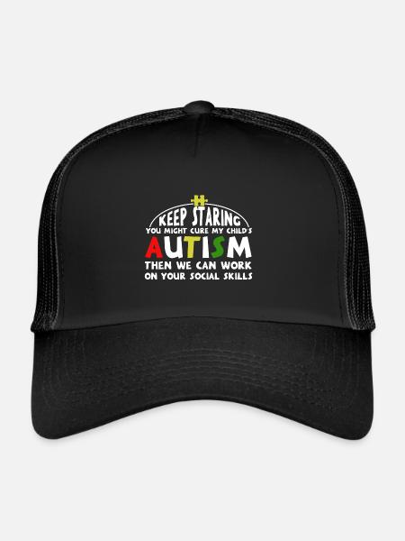 Chemise d'autisme - Casquette trucker  - noir/noir - Devant