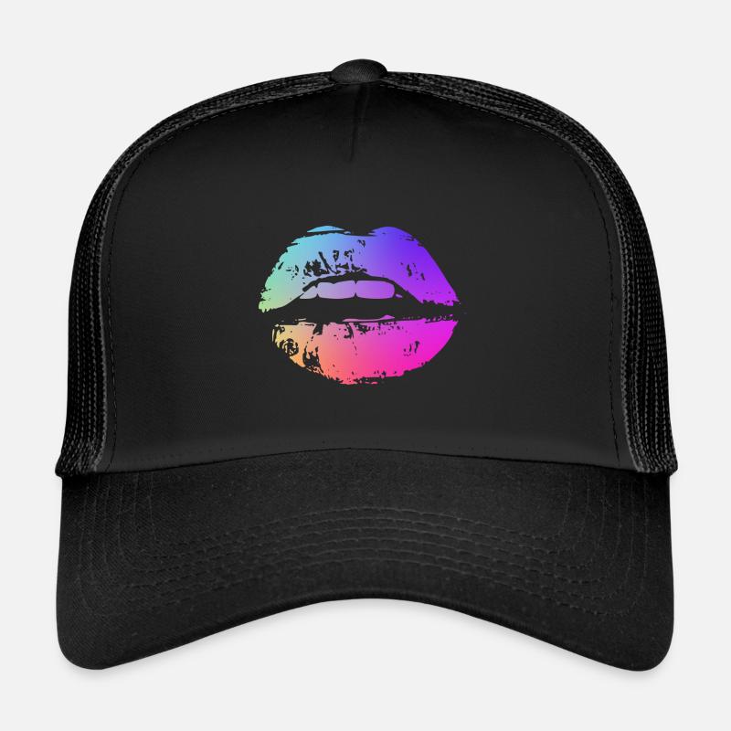 neon colored lip - Trucker Cap - black/black