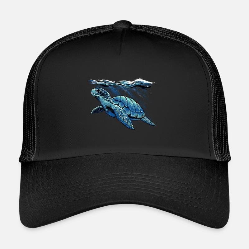 Sea Turtle illustration - Meeres Schildkröte - Trucker Cap - Schwarz/Schwarz