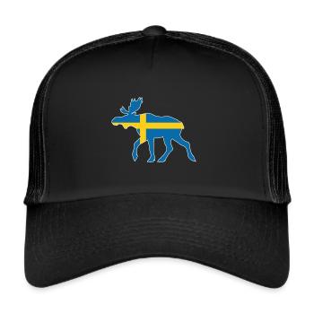 Schweden Elch - Trucker Cap - Schwarz/Schwarz - Vorne