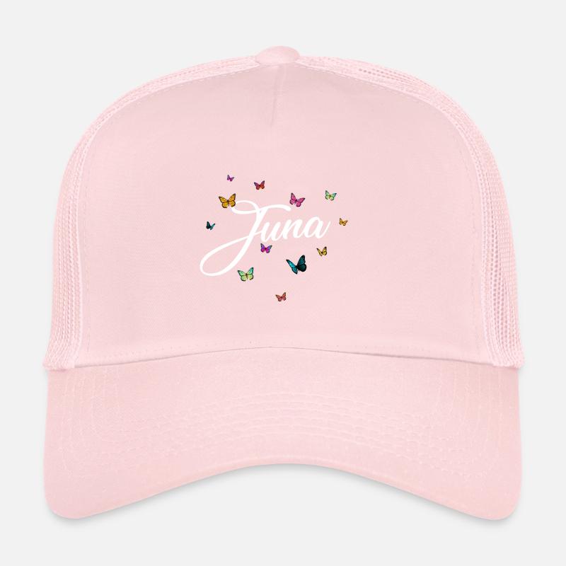 JUNA - Mädchen Name mit bunten Schmetterlingen Trucker Cap