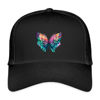 Angel wings, angelwings, graffiti, colorful - Trucker Cap - black/black - Front