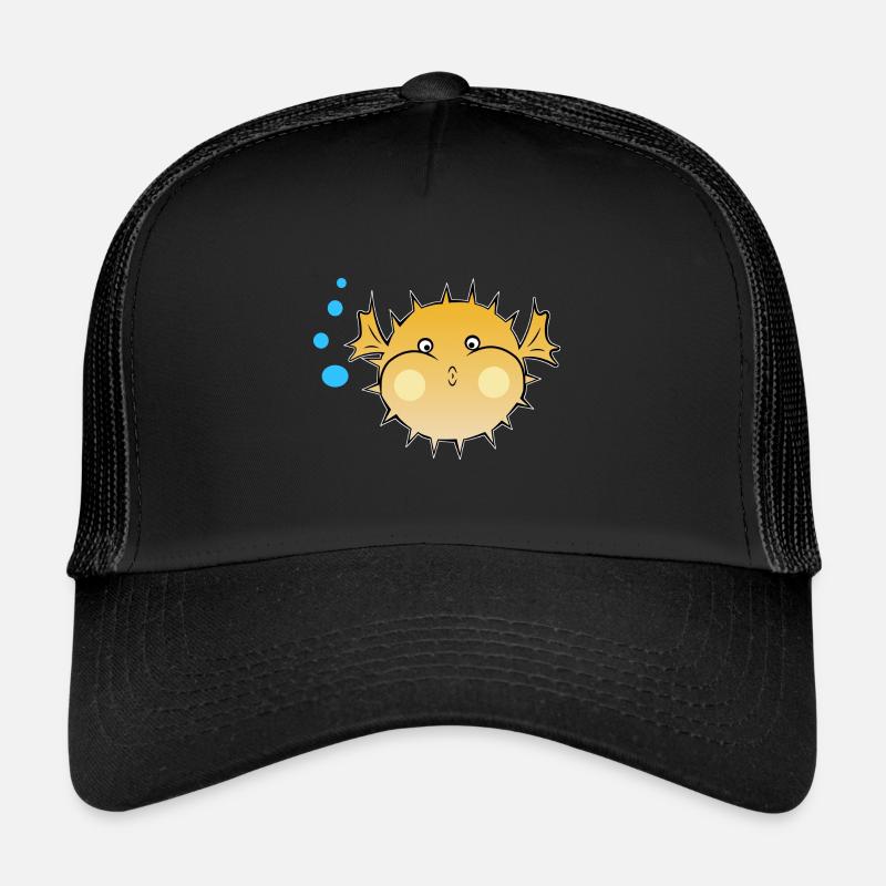 Puffer fish underwater fish gift ocean sea - Trucker Cap - black/black