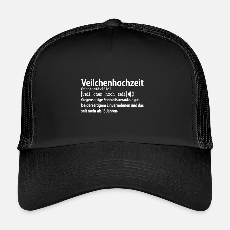 Veilchenhochzeit 13 jahre Hochzeitstag Ehefrau - Trucker Cap - Schwarz/Schwarz