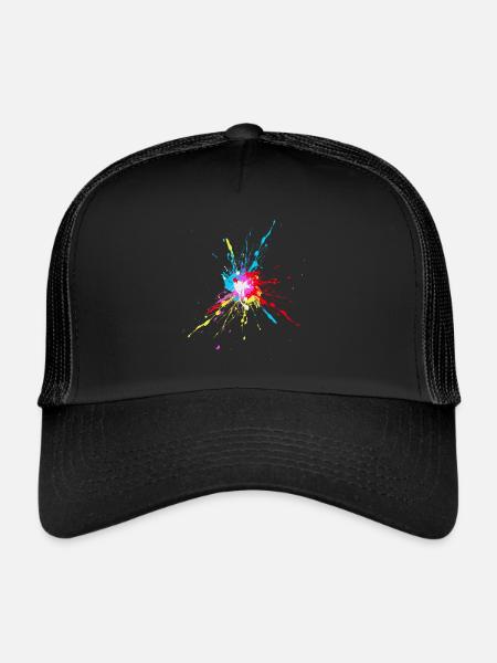 Des éclaboussures de peinture colorées amusantes - Casquette trucker  - noir/noir