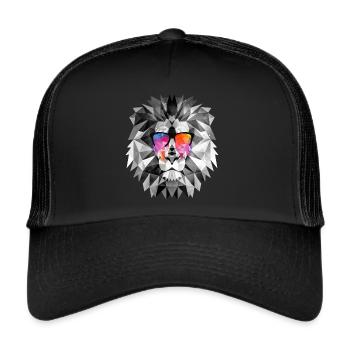 Lion cool avec des lunettes de soleil - Casquette trucker  - noir/noir - Devant