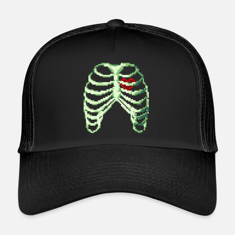 8bit Heart - Trucker Cap - Schwarz/Schwarz