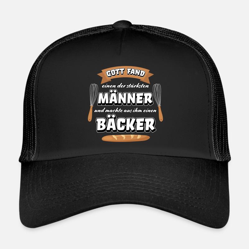 Bäcker Meister Bäckerei backen lustiger Spruch - Trucker Cap - Schwarz/Schwarz