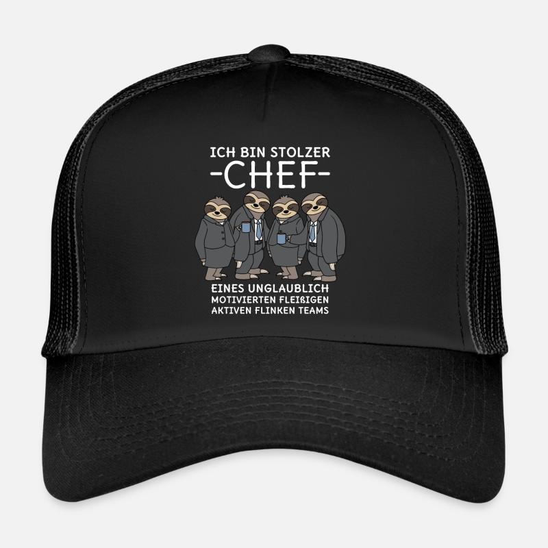 Unglaublich fleißiges Team Faultiere Stolzer Chef - Trucker Cap - Schwarz/Schwarz