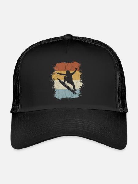 Retro Surfer Kick Out Wellenreiter - Casquette trucker  - noir/noir - Devant