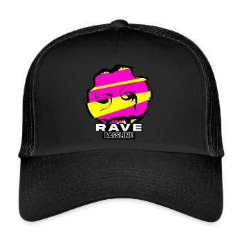 Rave Oldschool Smily on Pills - Trucker Cap - Schwarz/Schwarz - Vorne