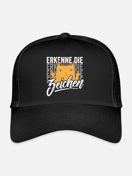 Erkenne die Zeichen Katze - Trucker Cap - Schwarz/Schwarz