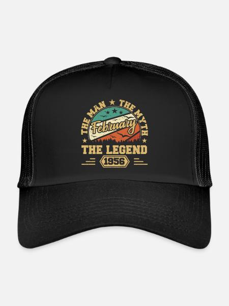 Birthday Gift - Born in February 1956 - Trucker Cap - black/black - Front
