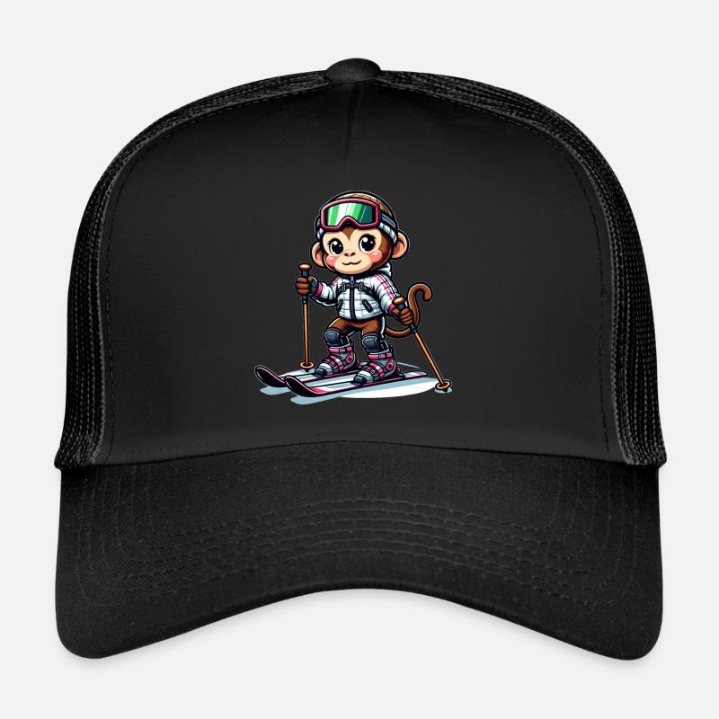 Cute Skier Monkey Trucker Cap