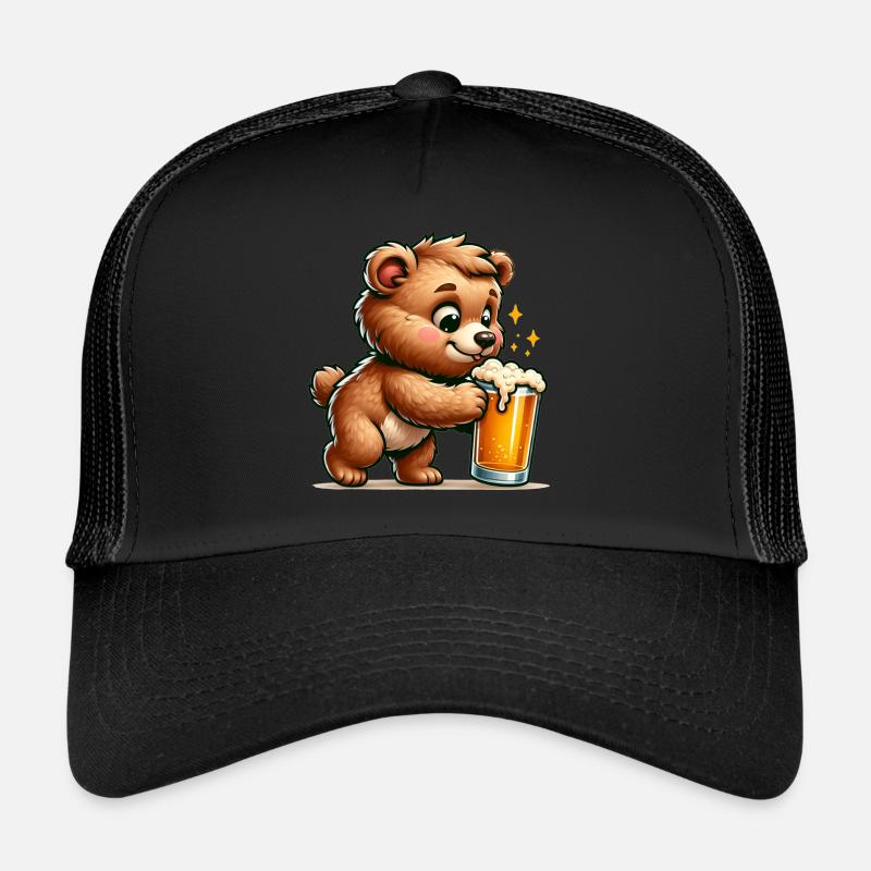Cute Bear Drinking Beer Trucker Cap