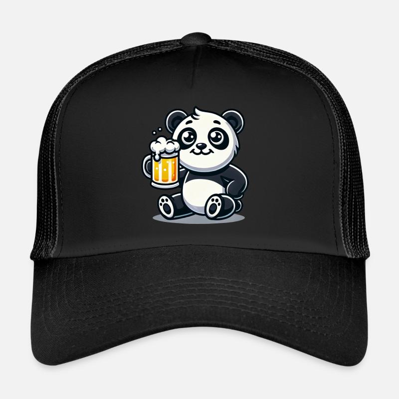 Cute Panda Drinking Beer Trucker Cap