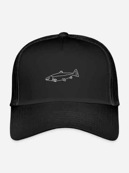 Salmon lineart - Trucker Cap - black/black - Front